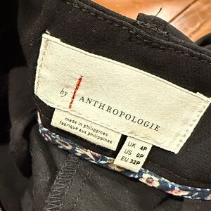 Anthropologie Black Pants with Floral Detail